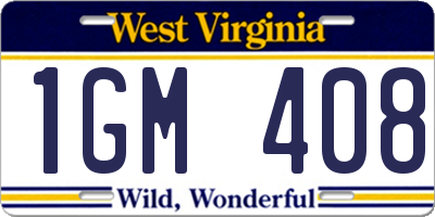 WV license plate 1GM408