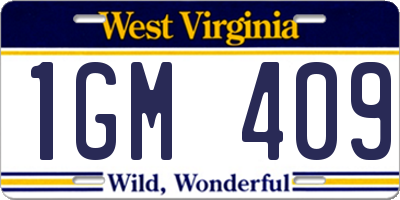 WV license plate 1GM409