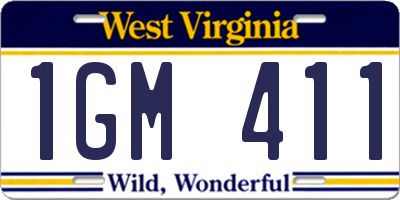 WV license plate 1GM411