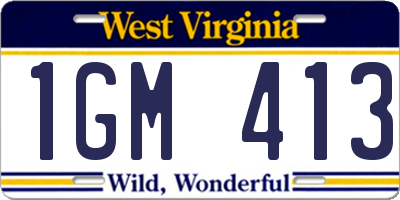 WV license plate 1GM413