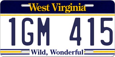 WV license plate 1GM415