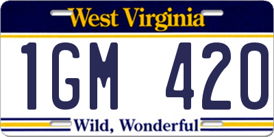 WV license plate 1GM420