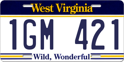 WV license plate 1GM421