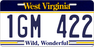 WV license plate 1GM422