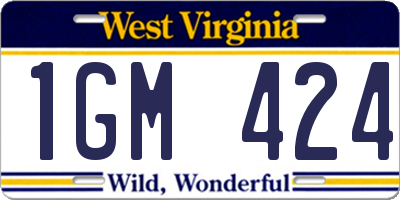 WV license plate 1GM424