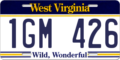 WV license plate 1GM426