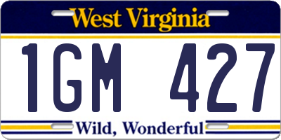 WV license plate 1GM427