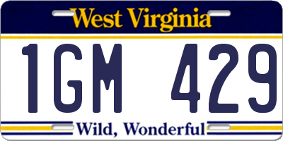 WV license plate 1GM429
