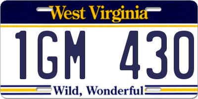WV license plate 1GM430