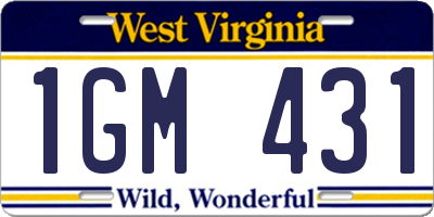 WV license plate 1GM431