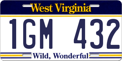 WV license plate 1GM432