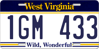 WV license plate 1GM433