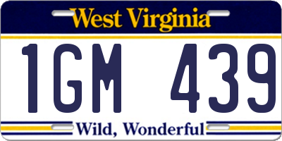 WV license plate 1GM439