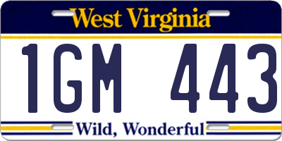 WV license plate 1GM443