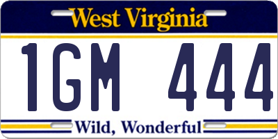 WV license plate 1GM444