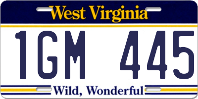 WV license plate 1GM445