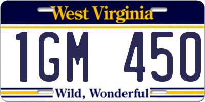 WV license plate 1GM450