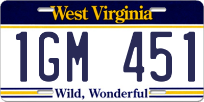 WV license plate 1GM451