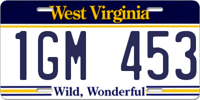 WV license plate 1GM453