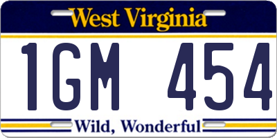 WV license plate 1GM454