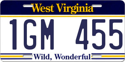WV license plate 1GM455