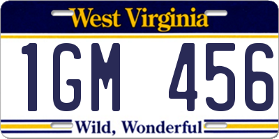 WV license plate 1GM456
