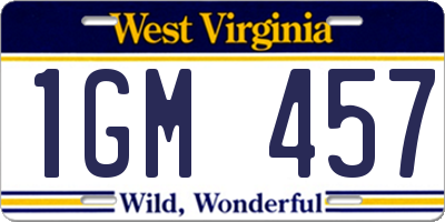 WV license plate 1GM457