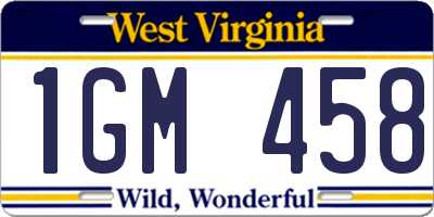 WV license plate 1GM458