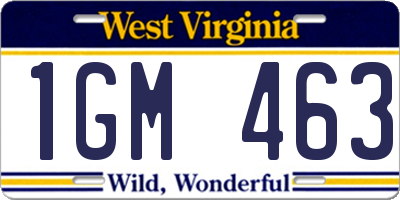 WV license plate 1GM463