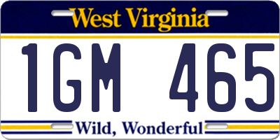 WV license plate 1GM465