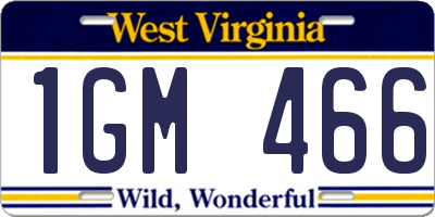 WV license plate 1GM466