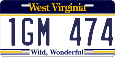 WV license plate 1GM474