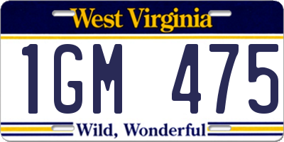 WV license plate 1GM475