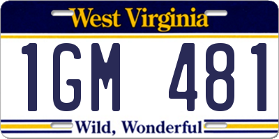 WV license plate 1GM481