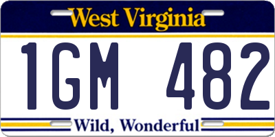 WV license plate 1GM482