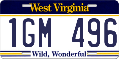WV license plate 1GM496