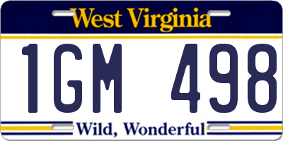 WV license plate 1GM498