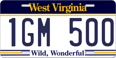 WV license plate 1GM500