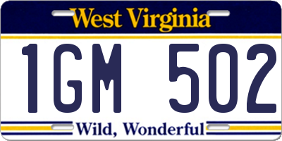 WV license plate 1GM502