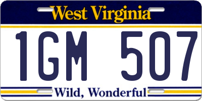 WV license plate 1GM507