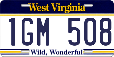 WV license plate 1GM508