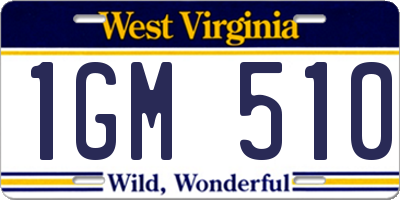 WV license plate 1GM510