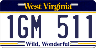 WV license plate 1GM511