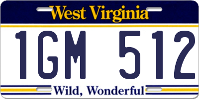 WV license plate 1GM512