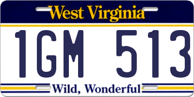 WV license plate 1GM513