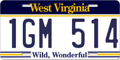 WV license plate 1GM514