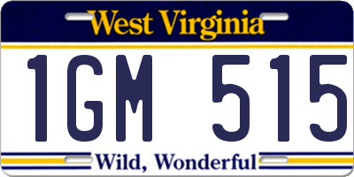 WV license plate 1GM515