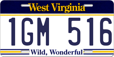 WV license plate 1GM516