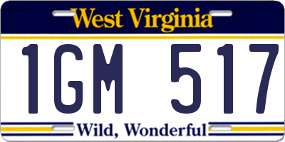 WV license plate 1GM517