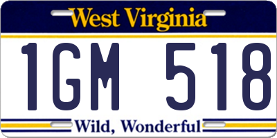 WV license plate 1GM518
